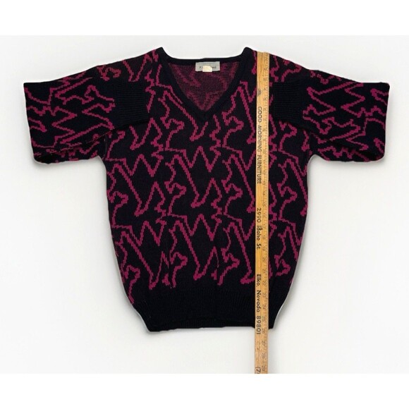 Vintage Women's V Neck Dad Sweater Retro 80's 90's USA Grandpacore New Wave - Picture 3 of 6